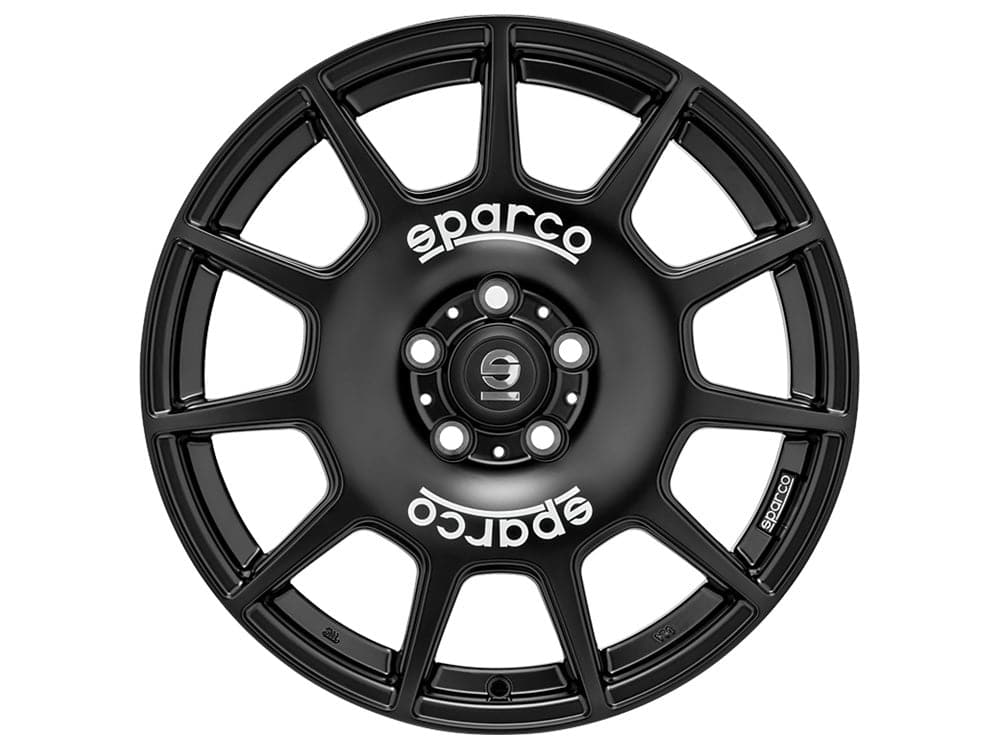 Alu kola SPARCO SPARCO TERRA 7x15 ET35 4x100 63,4 Matt Black White Lettering | Wheelsup.cz