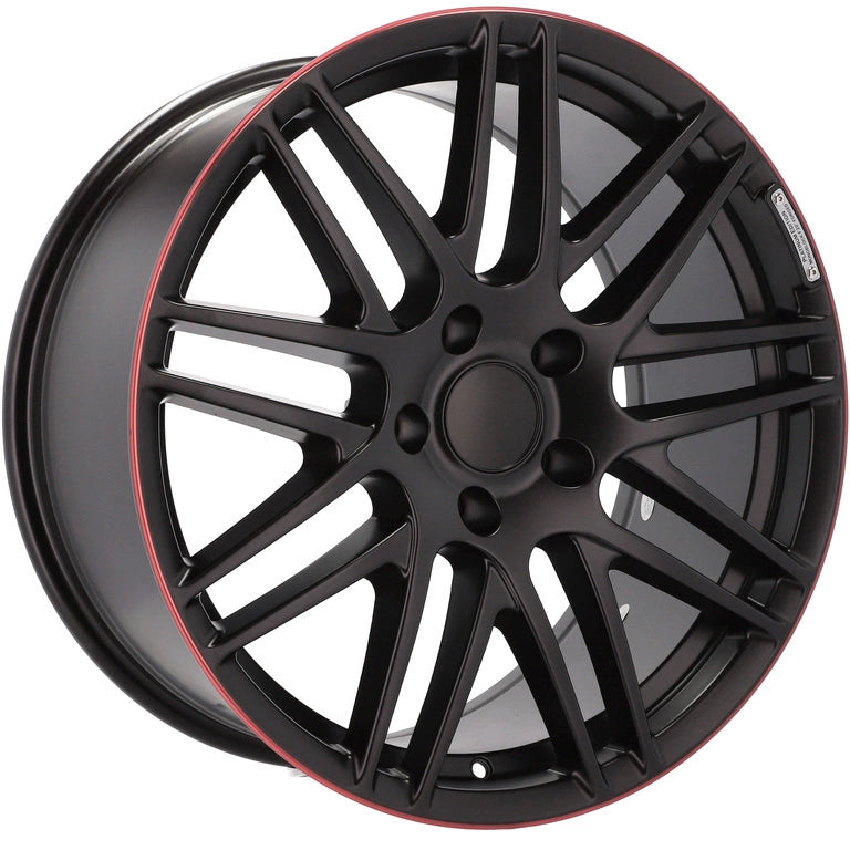 Alu kola pro Mercedes 8102 9.5x20 5x130 ET50 84.1 Black Half Matt & Red Lip