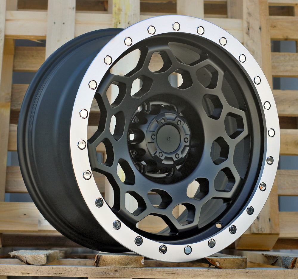 Alu kola pro Offroad JT240 8.5x17 6x139.7 ET0 110.1 Black Matt & Polished Lip