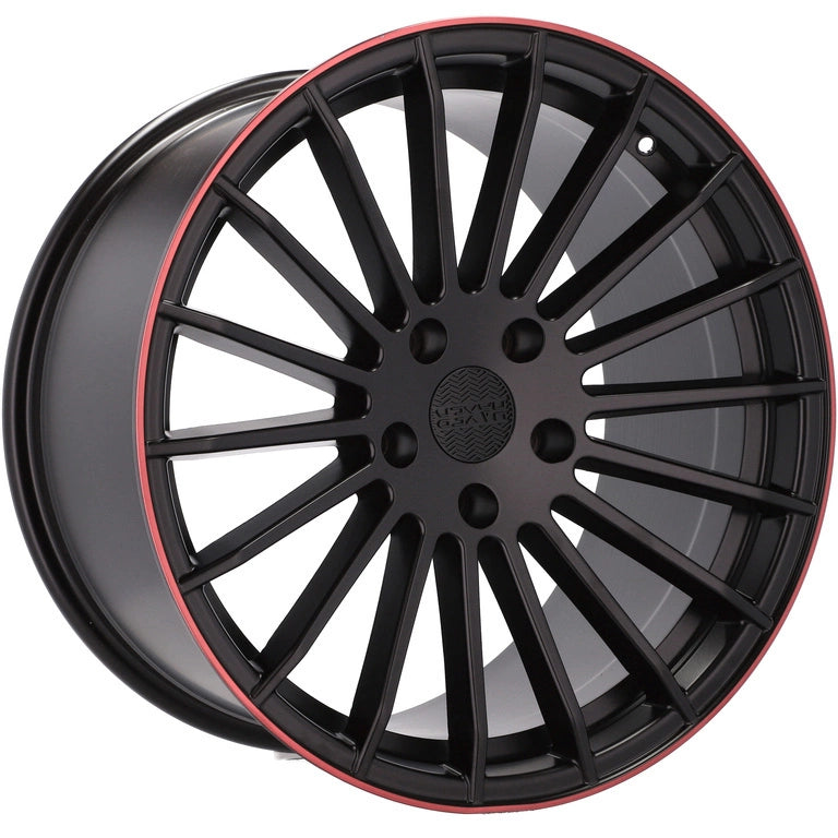 Alu kola HAXER A1227 10.5x20 5x130 ET40 84.1 Black Half Matt & Red Lip