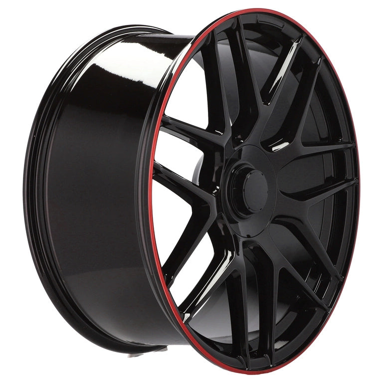 Alu kola pro Mercedes B1258 8.5x19 5x112 ET43 66.6 Black Half Matt & Red Lip | Wheelsup.cz