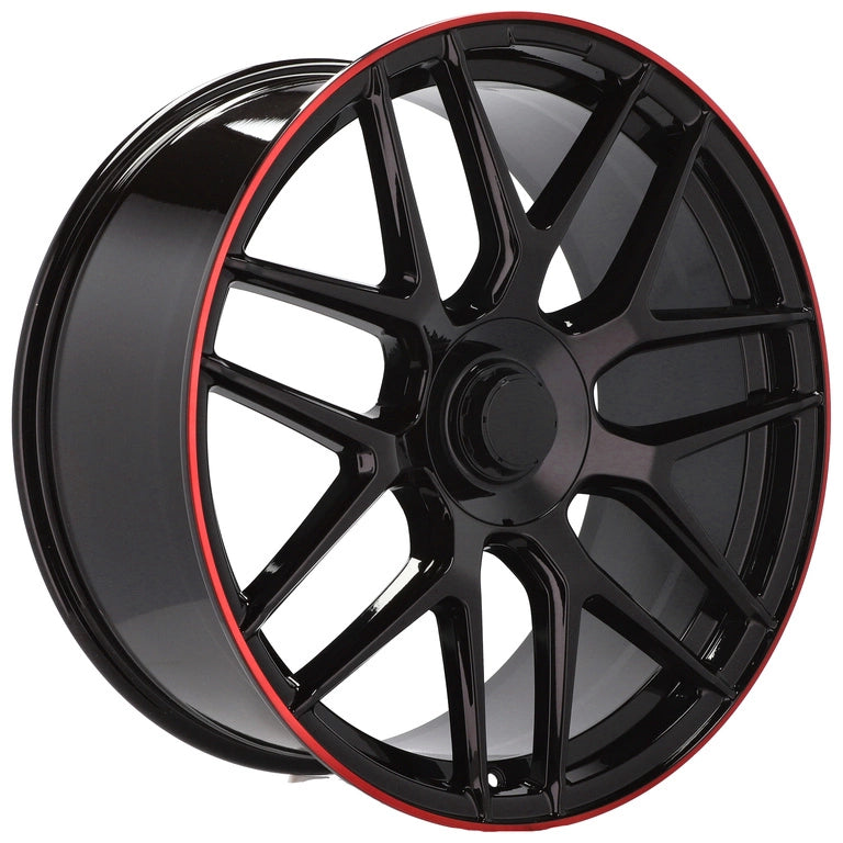Alu kola pro Mercedes B1258 8.5x19 5x112 ET43 66.6 Black Half Matt & Red Lip | Wheelsup.cz