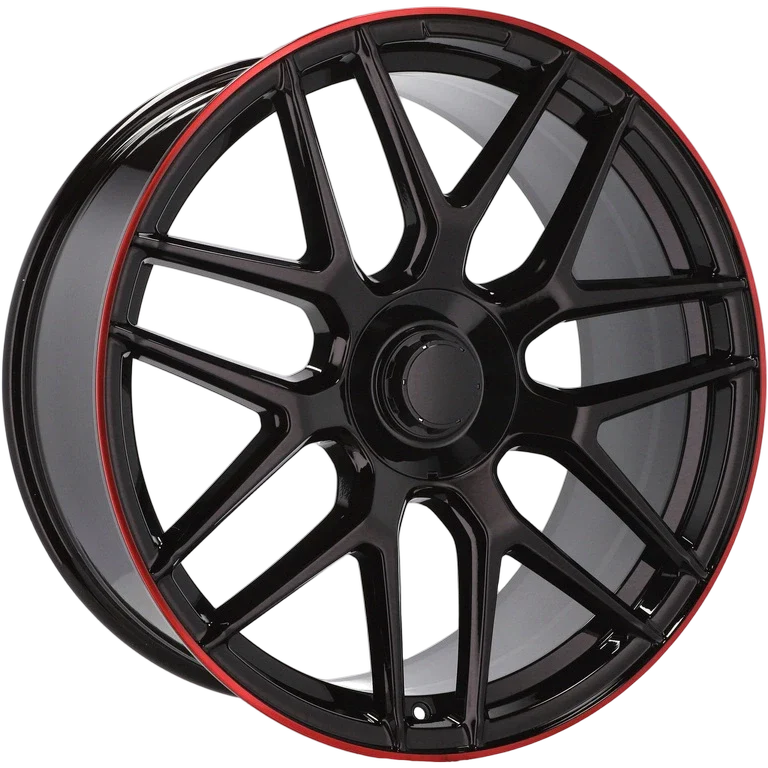 Alu kola pro Mercedes B1258 9.5x19 5x112 ET42 66.6 Black Half Matt & Red Lip | Wheelsup.cz