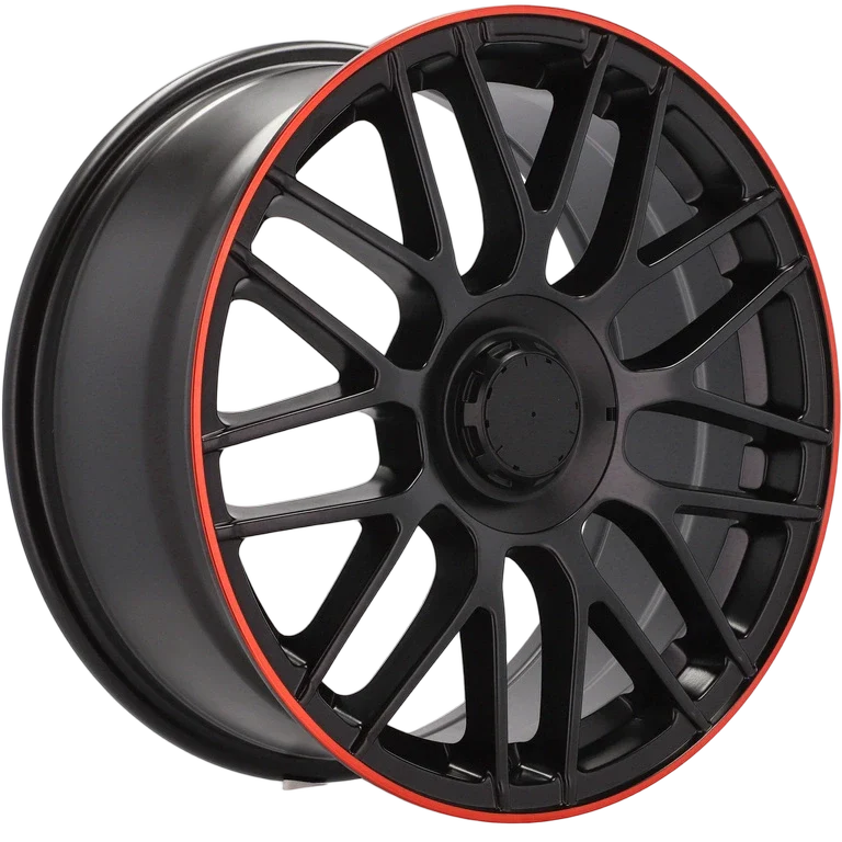Alu kola pro Mercedes B1268 8x18 5x112 ET45 66.6 Black Half Matt & Red Lip | Wheelsup.cz