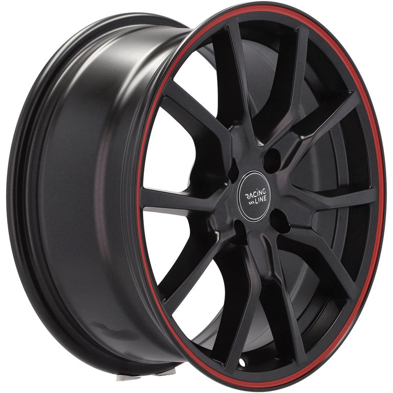 Alu kola Racing Line B5253 7x16 5x108 ET36 67.1 Black Half Matt & Red Lip | Wheelsup.cz