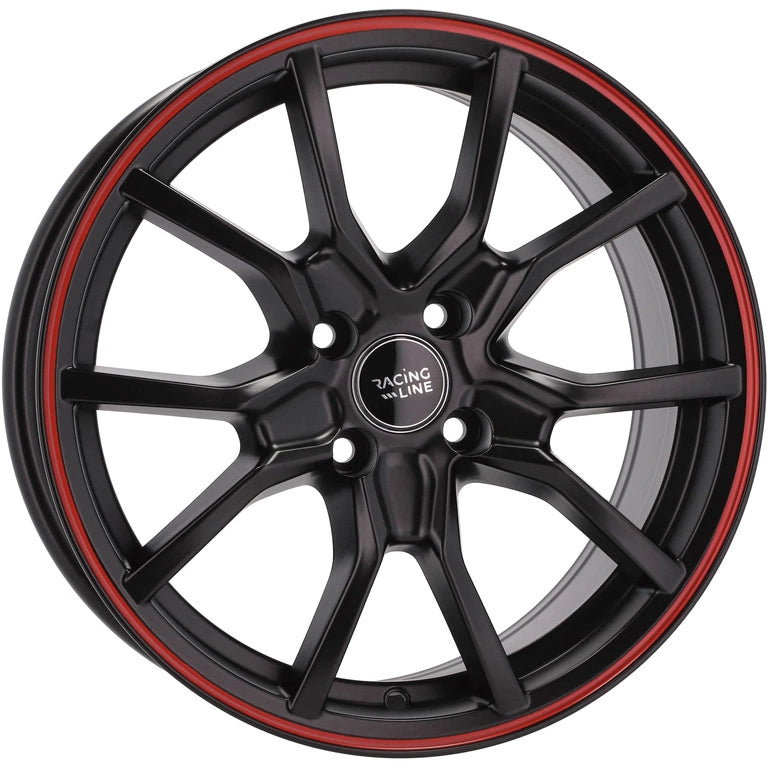 Alu kola Racing Line B5253 7x16 5x100 ET36 57.1 Black Half Matt & Red Lip | Wheelsup.cz