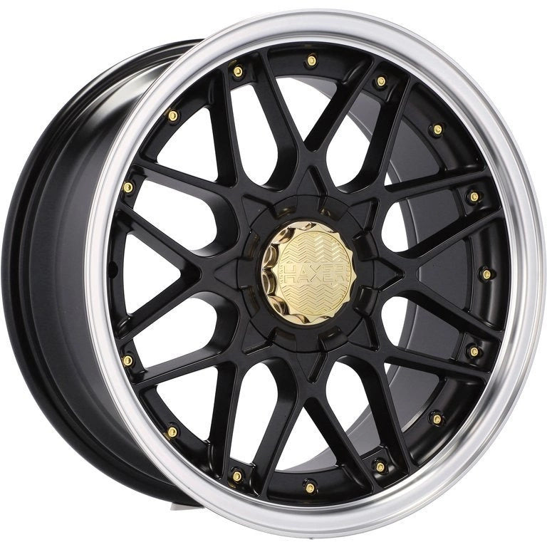 Alu kola HAXER HX025 9x18 5x112 ET35 72.6 Black Half Matt & Polished Lip