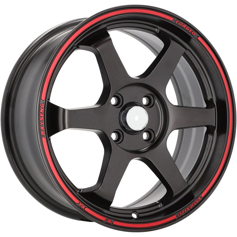 Alu kola Racing Line I6966 7x16 4x100 ET38 73.1 Black Matt & Red Line