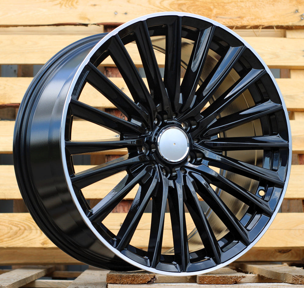 Alu kola pro Mercedes B5909 9.5x20 5x112 ET45 66.6 Black & Polished Lip