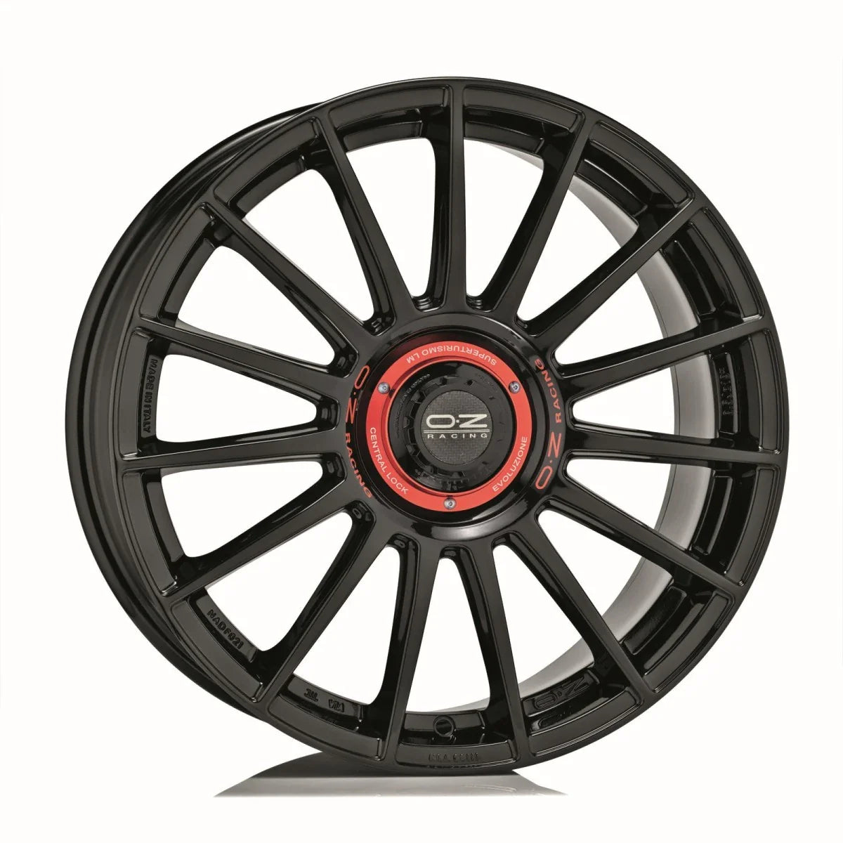 Alu kola OZ SUPERTUR EVOLUZIONE 8.5x19 5x112 ET44 Gloss Black + Red Lettering