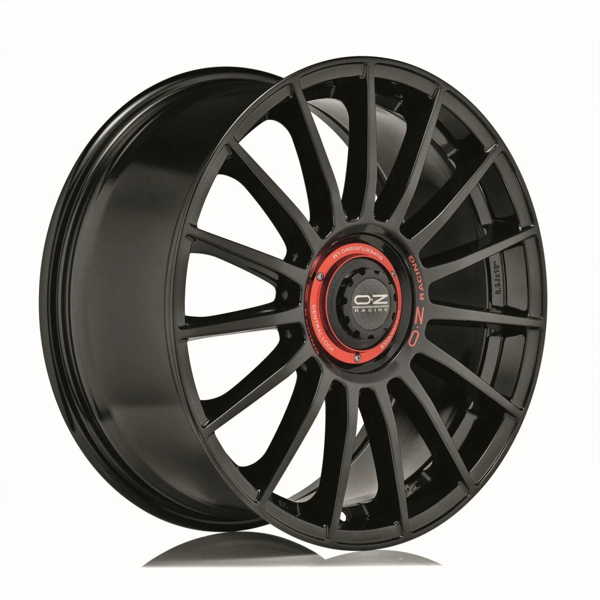 Alu kola OZ SUPERTUR EVOLUZIONE 8.5x19 5x112 ET44 Gloss Black + Red Lettering
