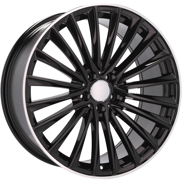 Alu kola pro Mercedes Y5909B 9.5x20 5x112 ET35.5 66.6 Black & Polished Lip