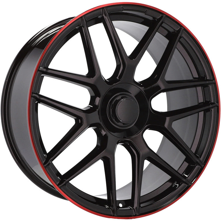 Alu kola pro Mercedes B1258 9.5x19 5x112 ET42 66.6 Black Half Matt & Red Lip