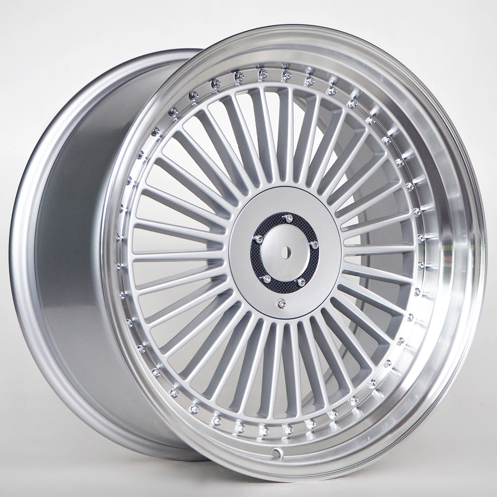 Alu kola pro BMW Liam 9x19 5x112/120 ET20 74,1 Silver machine lip+ chrome rivets