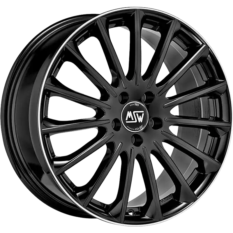 Alu kola MSW 30 9x18 5x112 ET49 Gloss Black+Diamond Lip