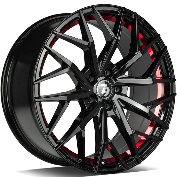 Alu kola seventy9 SV-C 7.5x17 5x112 ET40 66.5 Black Glossy Red Inner Lip | Wheelsup.cz