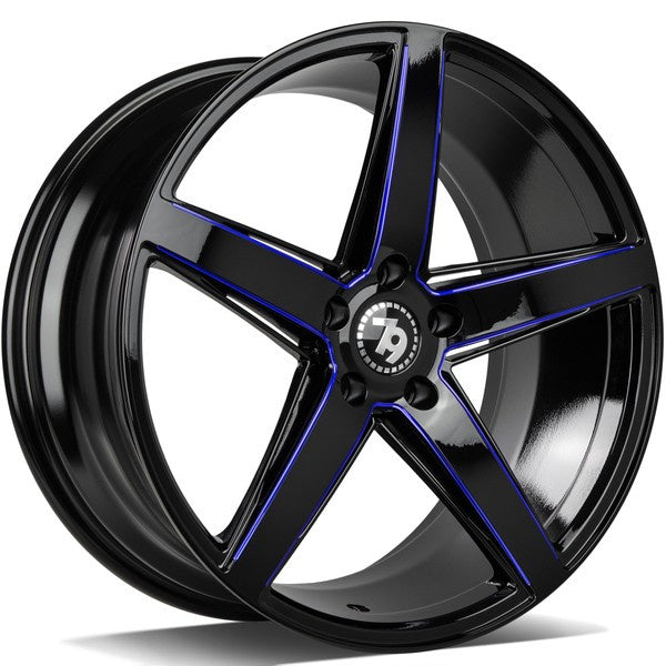 Alu kola seventy9 SV-N 9x18 5x120 ET35 72.6 black glossy milled blue | Wheelsup.cz