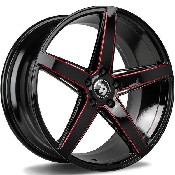 Alu kola seventy9 SV-N 8x18 5x120 ET30 72.6 Black Glossy Milled Red | Wheelsup.cz