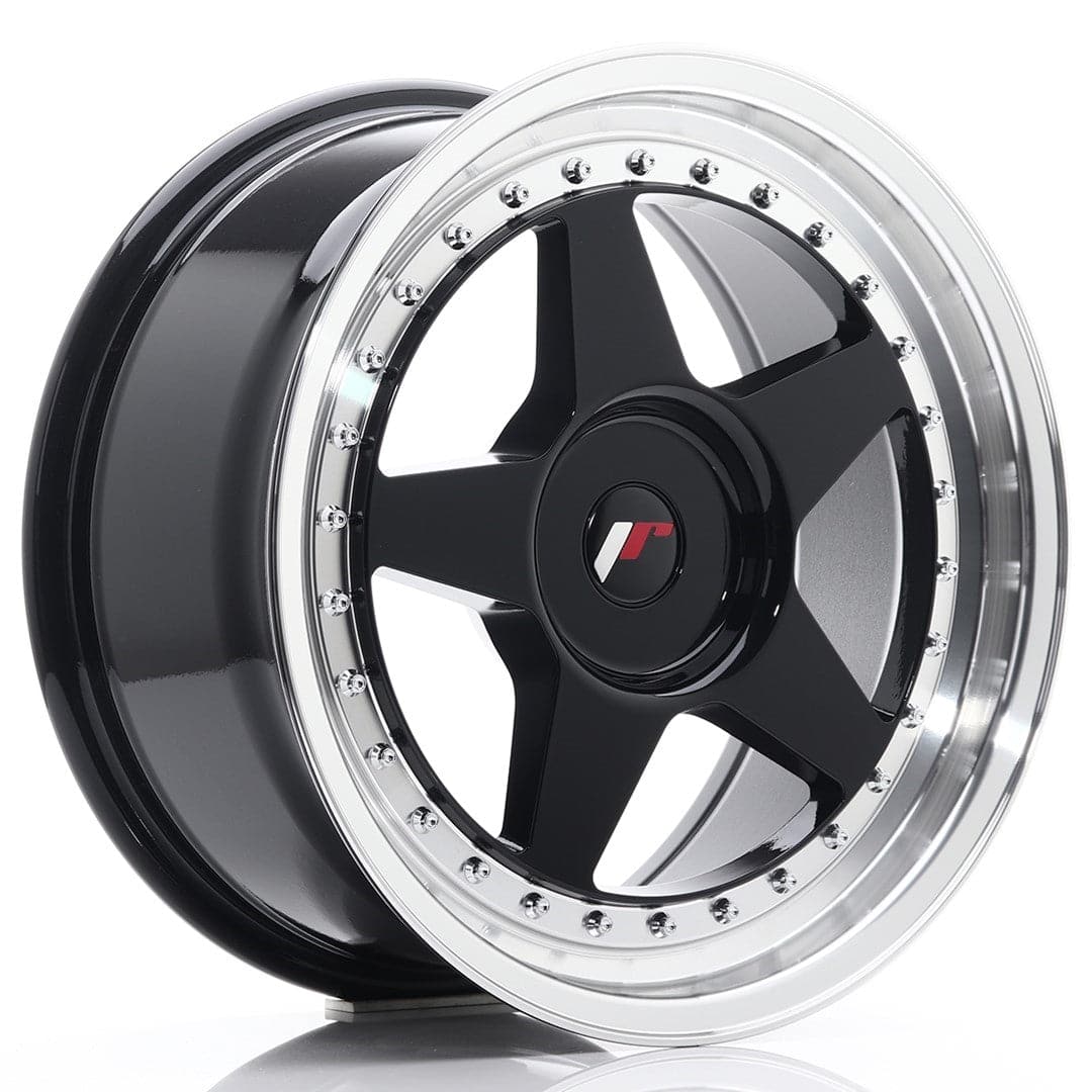Alu kola Japan Racing JR6 17x8 ET20-35 BLANK Glossy Black w/Machined Lip WheelsUp