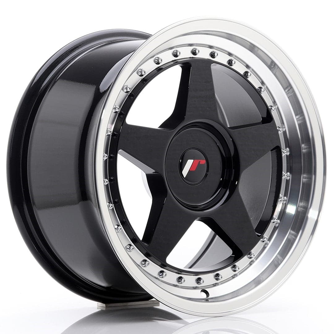 Alu kola Japan Racing JR6 17x9 ET20-35 BLANK Glossy Black w/Machined Lip WheelsUp