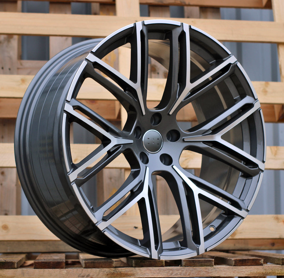 Alu kola pro Audi HF736 10x22 5x112 ET18 66.6 Grey Polished