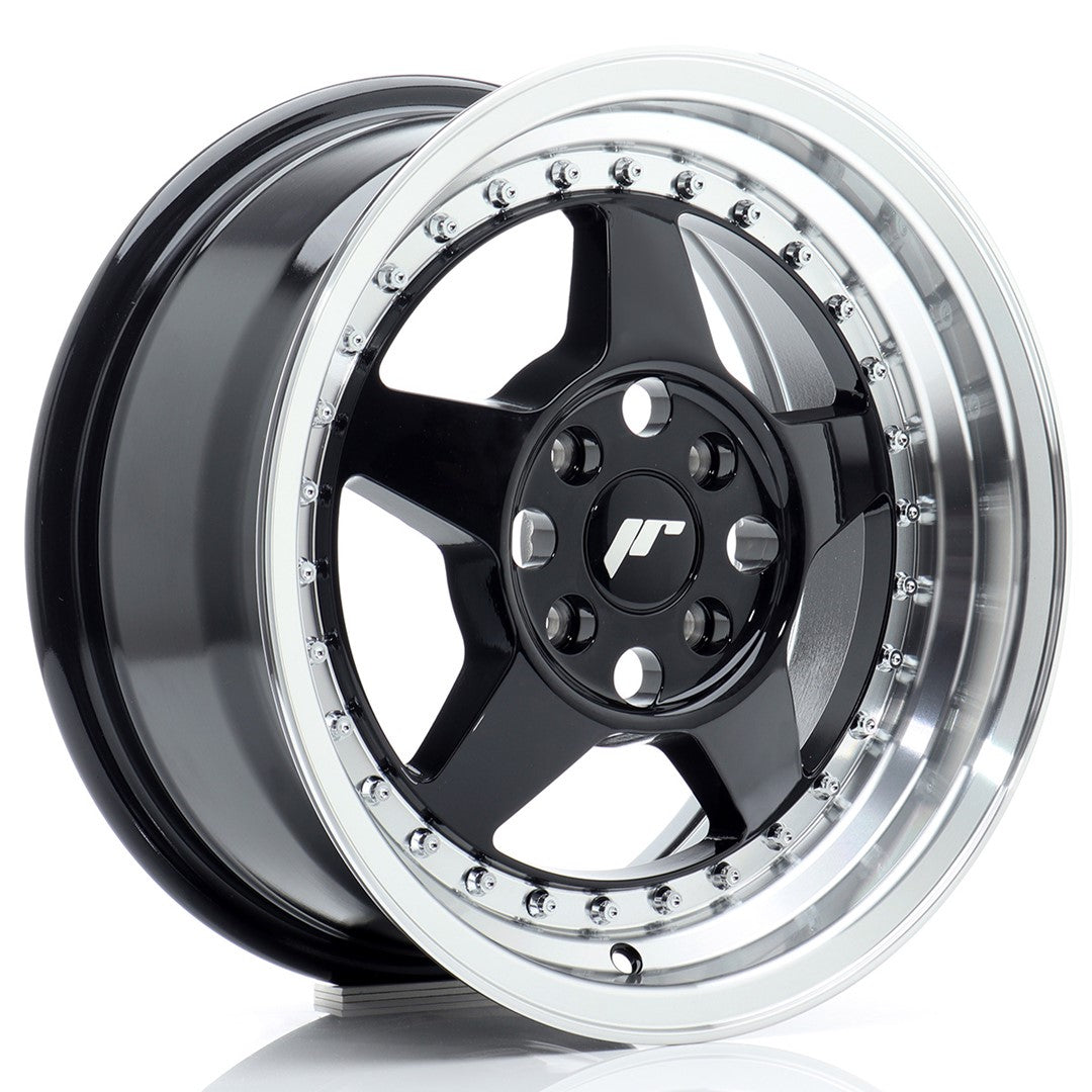 Alu kola Japan Racing JR6 15x7 ET35 4x100 Gloss Black w/Machined Lip