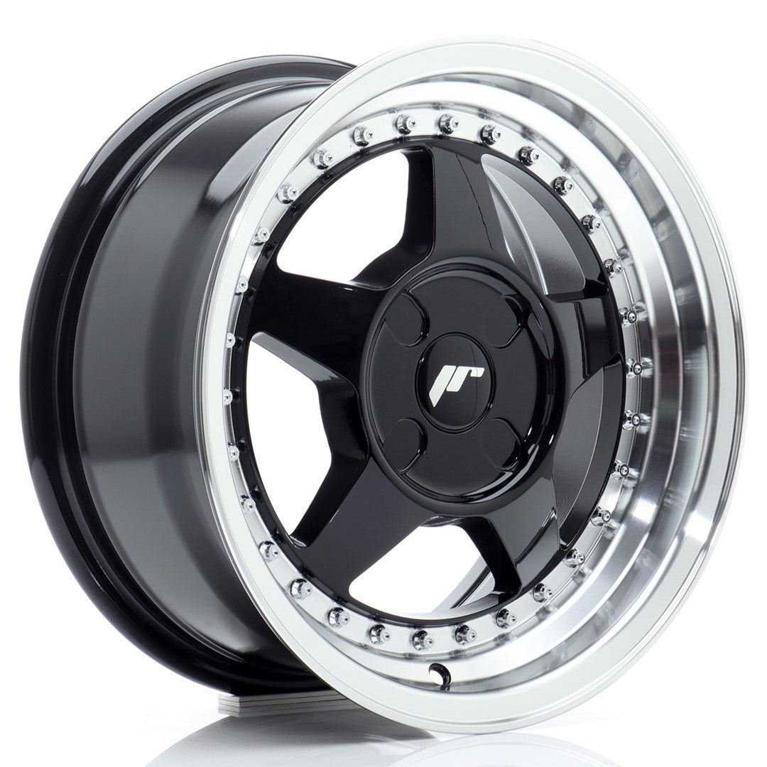 Alu kola Japan Racing JR6 15x7 ET20-35 4H BLANK Gloss Black w/Machined Lip