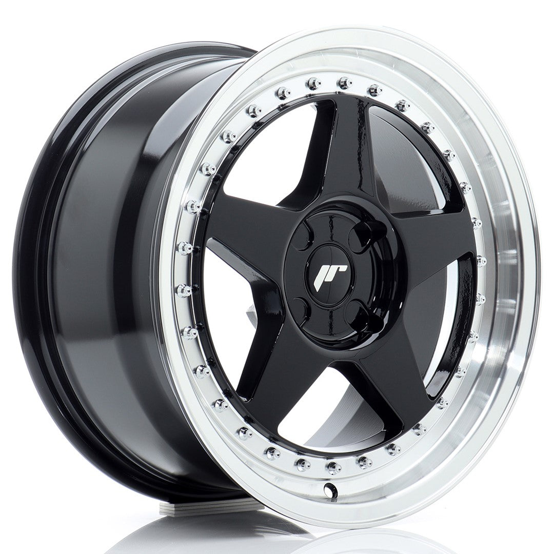 Alu kola Japan Racing JR6 17x8 ET20-35 4H BLANK Gloss Black w/Machined Lip