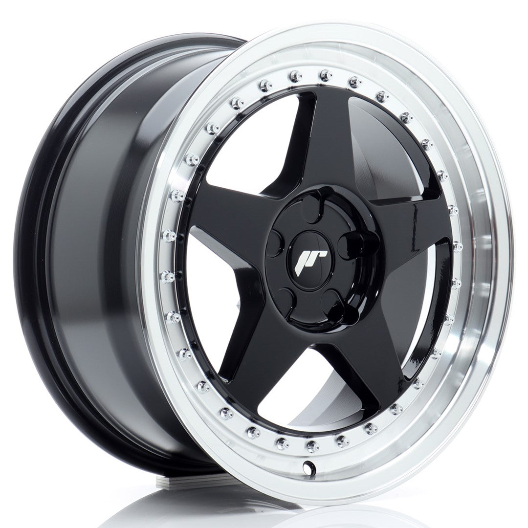 Alu kola Japan Racing JR6 17x8 ET20-35 5H BLANK Gloss Black w/Machined Lip