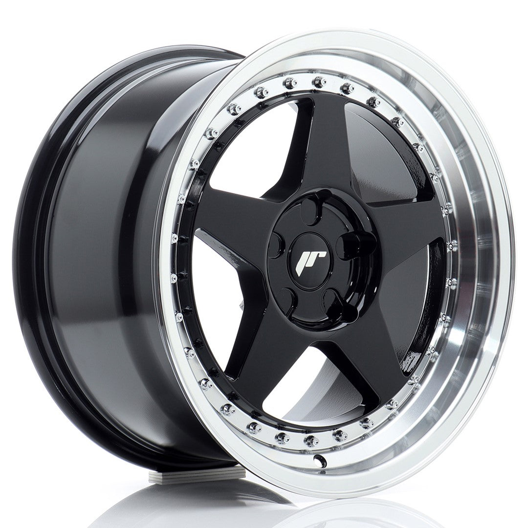 Alu kola Japan Racing JR6 17x9 ET20-35 5H BLANK Gloss Black w/Machined Lip