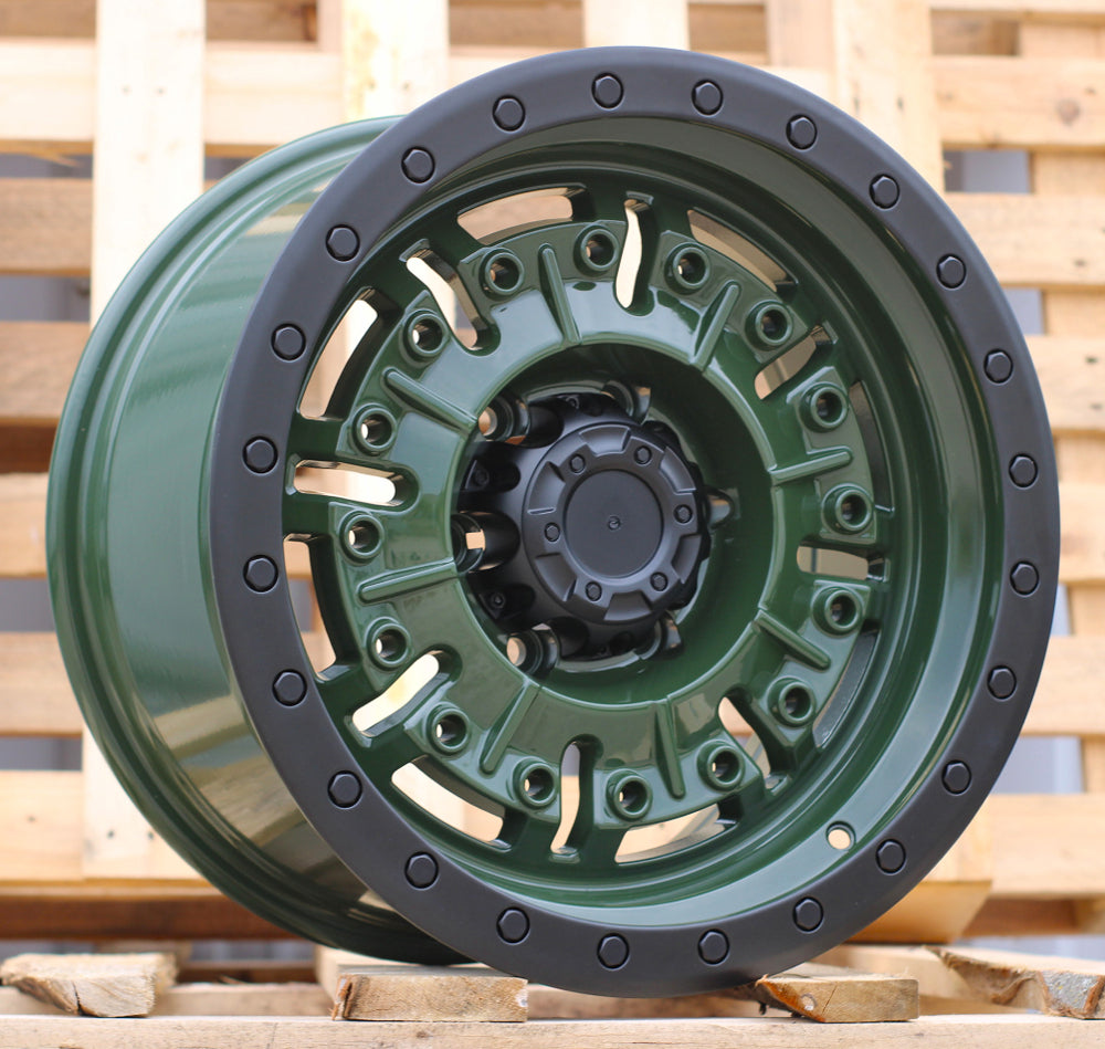 Alu kola pro Offroad JT250 9x17 6x139.7 ET 110.1 Olive Green & Black Lip