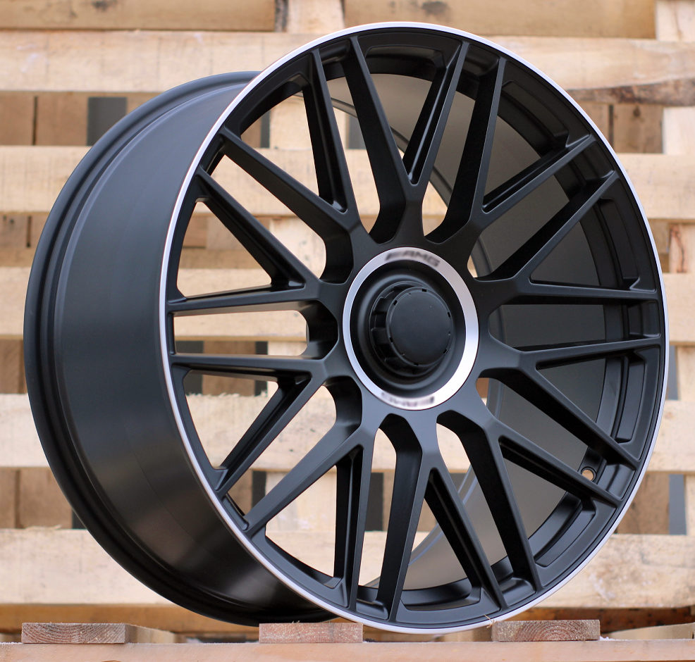 Alu kola pro Mercedes Y0207 11.5x22 5x112 ET47 66.6 Black Half Matt & Polished Lip