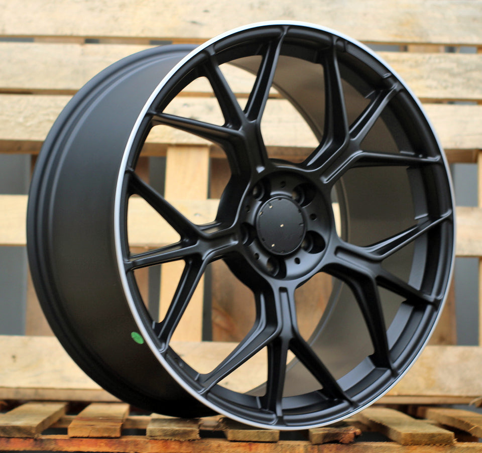 Alu kola pro Mercedes FBX120 9.5x19 5x112 ET43 66.6 Black Matt & Polished Lip | Wheelsup.cz