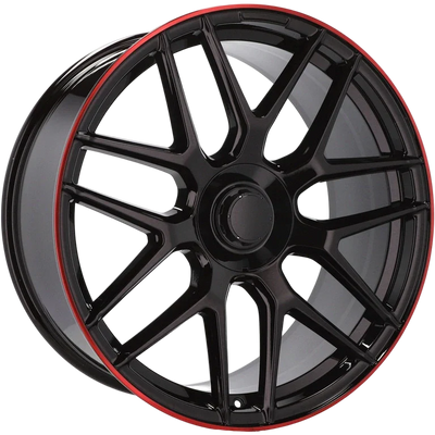 Alu kola pro Mercedes B1258 8.5x20 5x112 ET38 66.6 Black Half Matt & Red Lip | Wheelsup.cz
