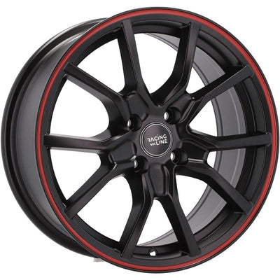 Alu kola Racing Line B5253 7x17 4x100 ET38 60.1 Black Half Matt & Red Lip