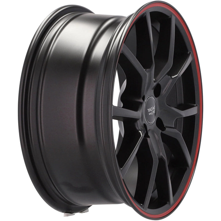 Alu kola Racing Line B5253 7x17 4x100 ET38 60.1 Black Half Matt & Red Lip | Wheelsup.cz