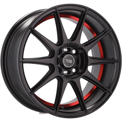 Alu kola Racing Line B5705 7x15 4x100 ET38 60.1 Black Half Matt & Red Lip | Wheelsup.cz