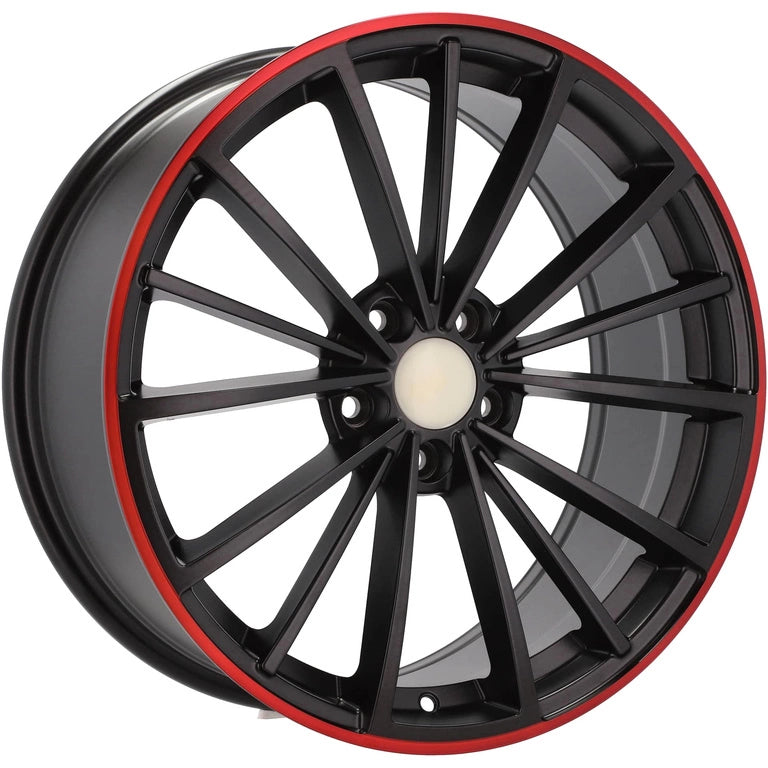 Alu kola pro Volkswagen B5937 7.5x17 5x112 ET51 57.1 Black Half Matt & Red Lip | Wheelsup.cz