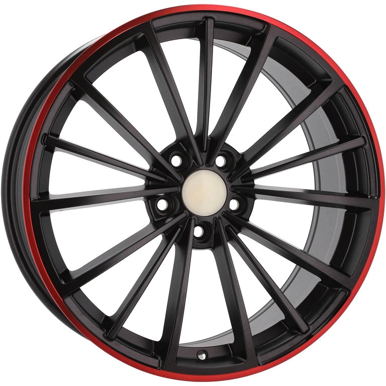 Alu kola pro Volkswagen B5937 7.5x18 5x112 ET51 57.1 Black Half Matt & Red Lip | Wheelsup.cz