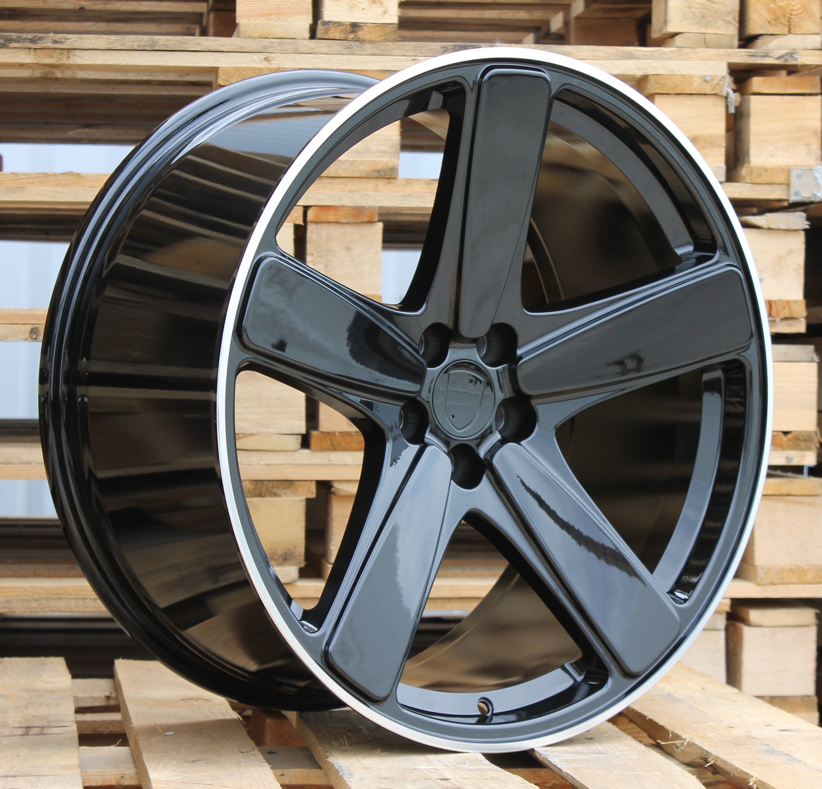 Alu kola Racing Line FE023 10x21 5x130 ET50 Black & Polished Lip Porche WheelsUp