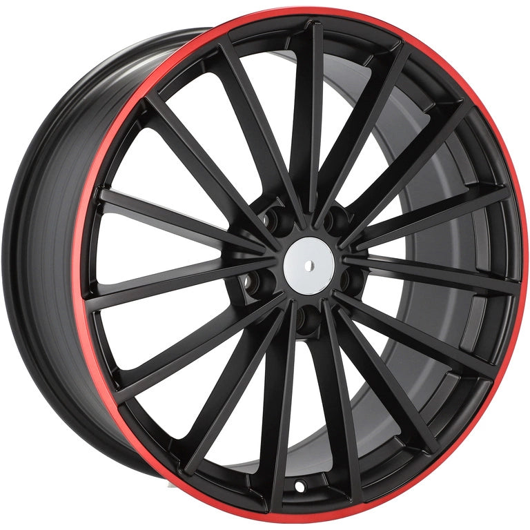 Alu kola pro Volkswagen I0383 8x19 5x112 ET45 57.1 Black Half Matt & Red Lip