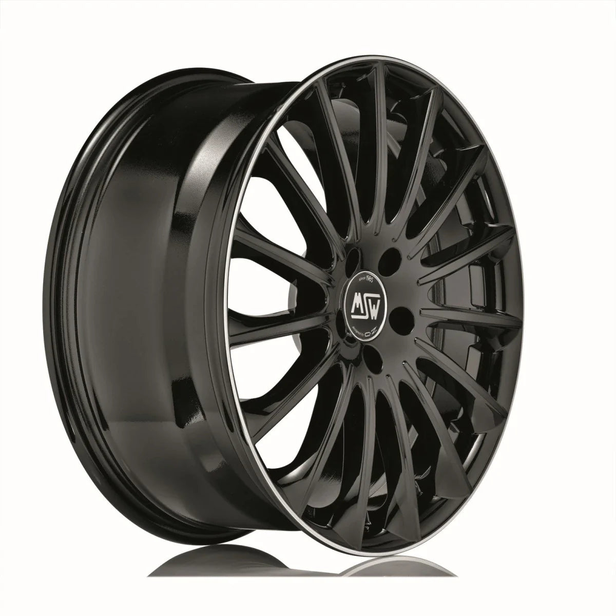 Alu kola MSW 30 8x19 5x112 ET43 Gloss Black+Diamond Lip