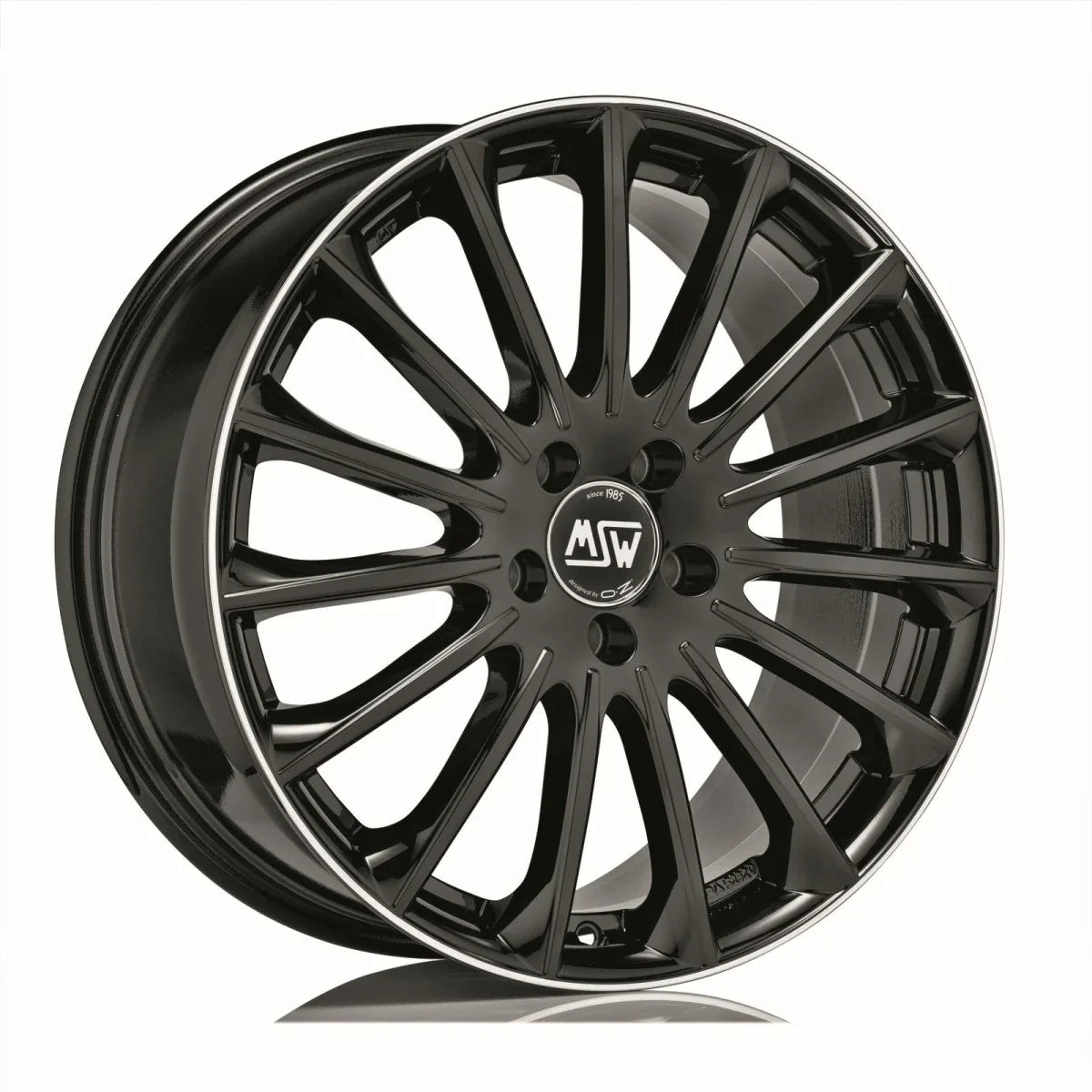 Alu kola MSW 30 8x19 5x112 ET43 Gloss Black+Diamond Lip