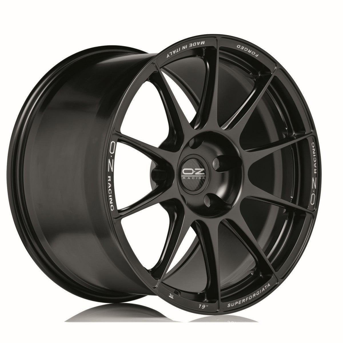 Alu kola OZ SUPERFORGIATA 10x19 5x120 ET23 Matt Black Con Scritte Di Fresatura