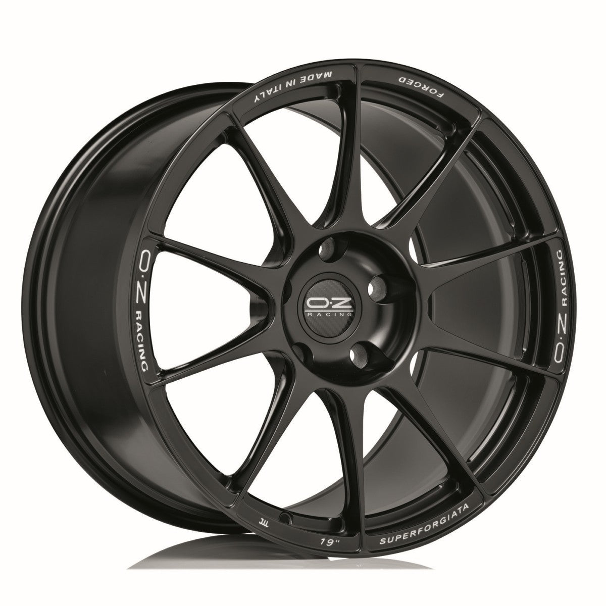 Alu kola OZ SUPERFORGIATA 10x19 5x120 ET23 Matt Black Con Scritte Di Fresatura