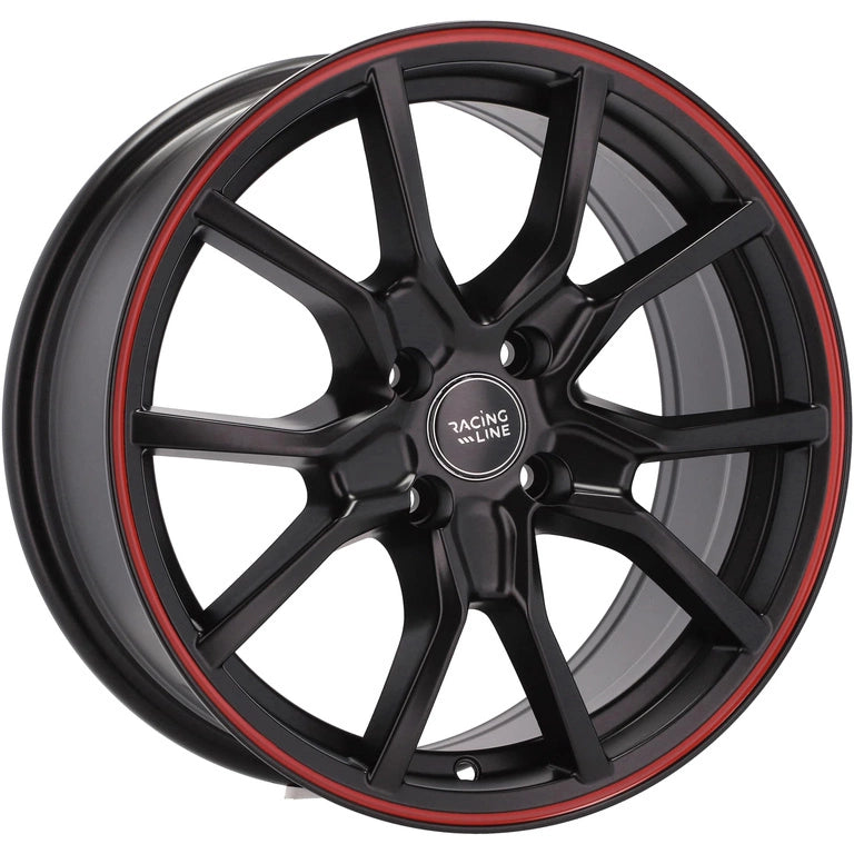 Alu kola pro Racing Line B5253 7x16 5x100 ET36 Black Half Matt & Red Lip