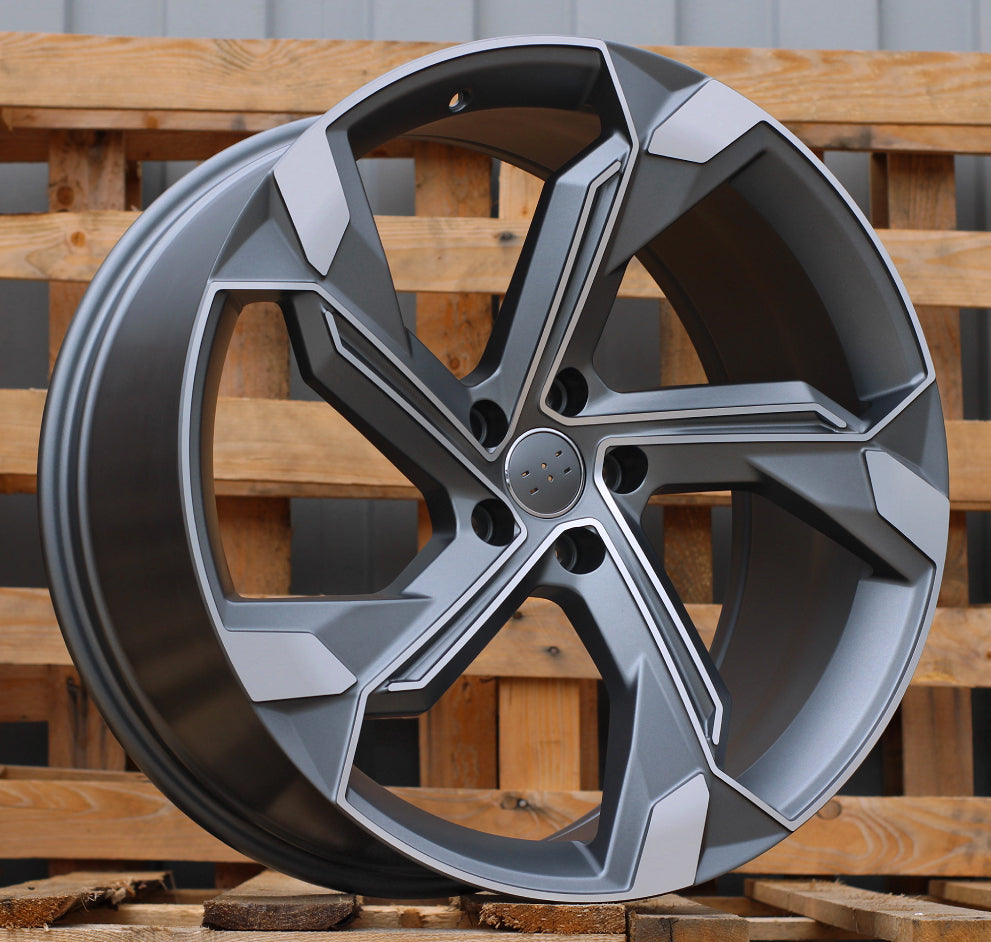 Alu kola pro Audi Y1201 9.5x22 5x112 ET36 Grey Polished Half Matt