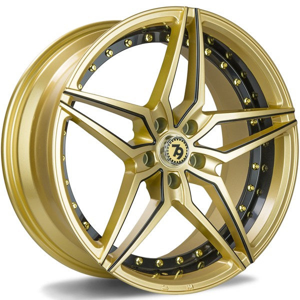 Alu kola seventy9 SV-AR 9.5x19 5x112 ET38 66.5 Gold Black Lip Milled Black | Wheelsup.cz