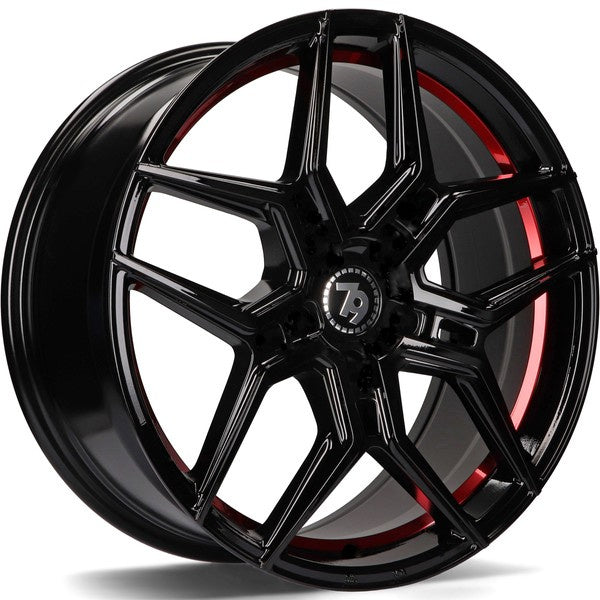 Alu kola seventy9 SV-B 10x20 5x112 ET40 66.5 Black Glossy Red Inner Lip | Wheelsup.cz